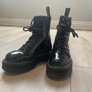 dr. martens black platform boots women's